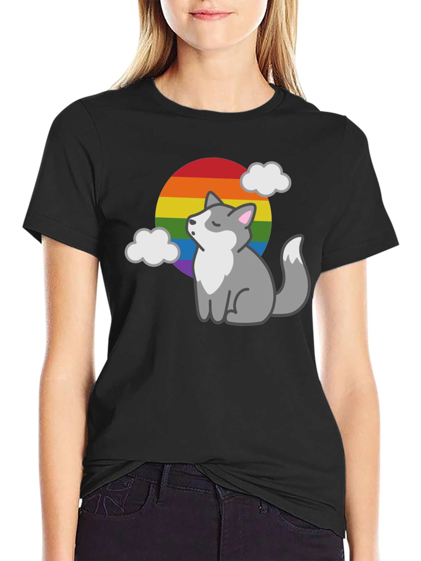 LGBT Pride Husky Black T-Shirt