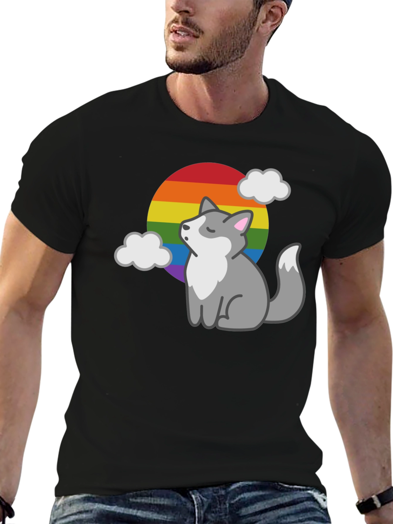 LGBT Pride Husky Black T-Shirt