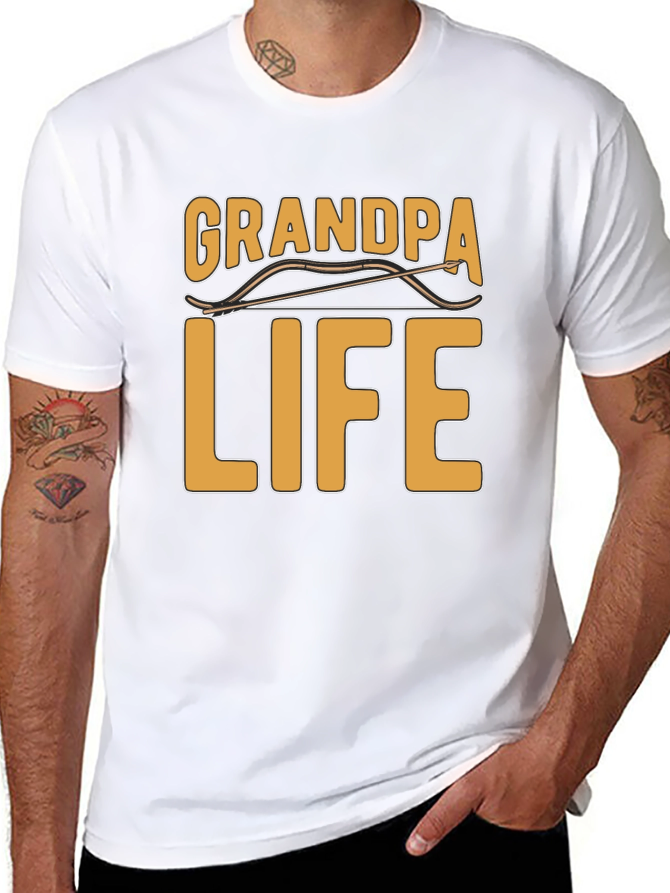 Grandpa Life Black T-Shirt Archery Graphic Tee