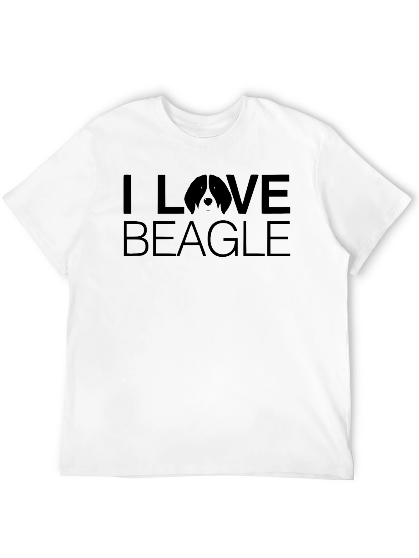 I Love Beagle T-Shirt - Black Crew Neck Tee