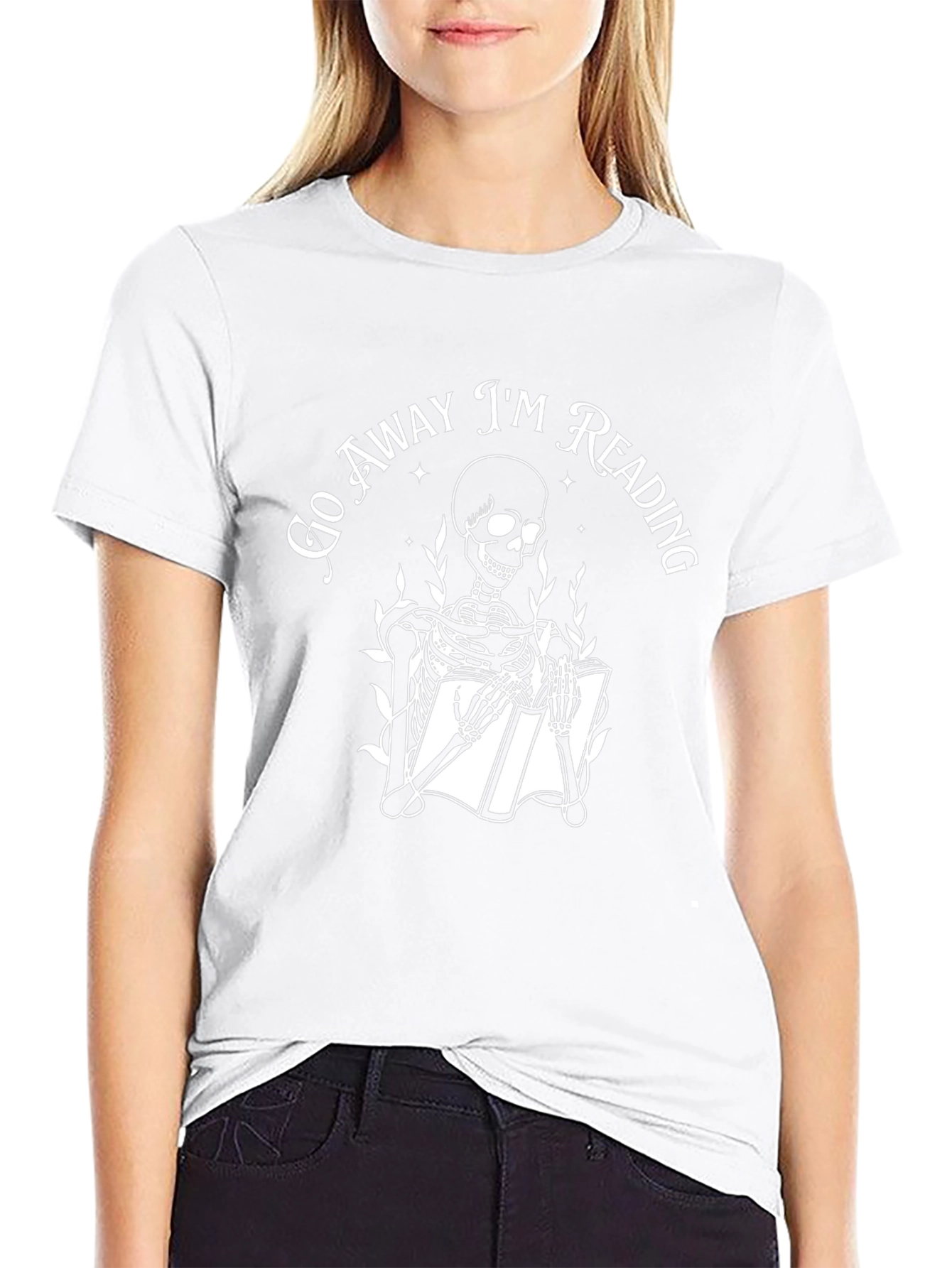Go Away Im Reading T-Shirt Skeleton Reader Tee