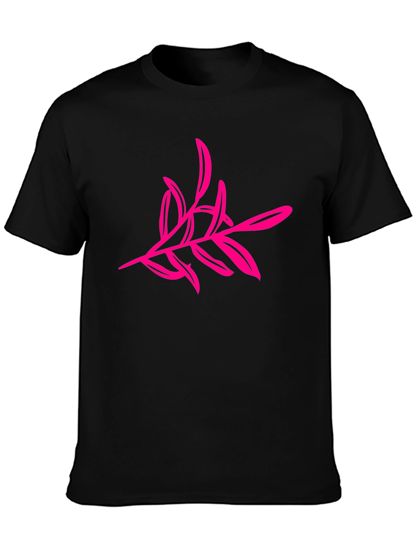 Black T-Shirt with Pink Floral Design