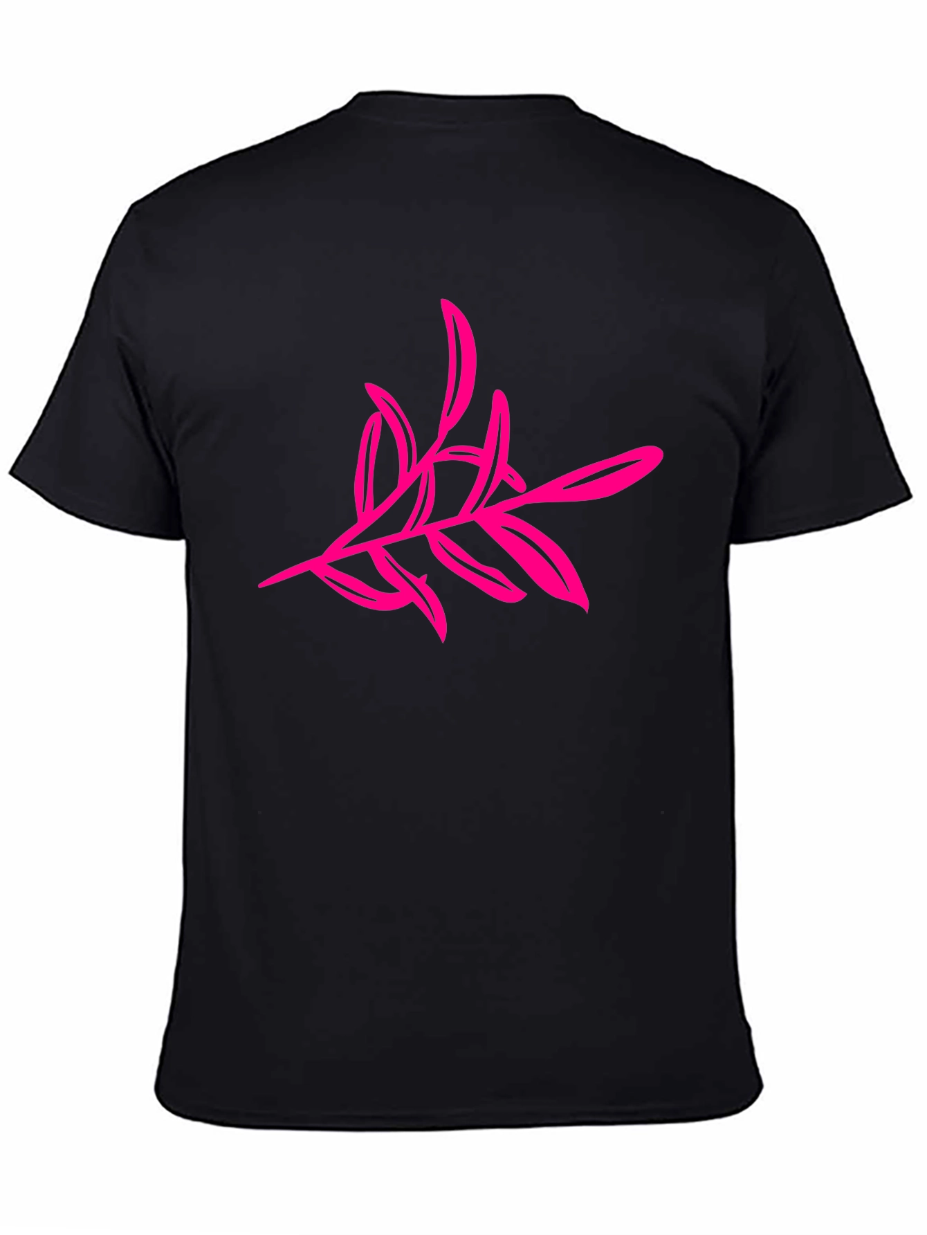 Black T-Shirt with Pink Floral Design