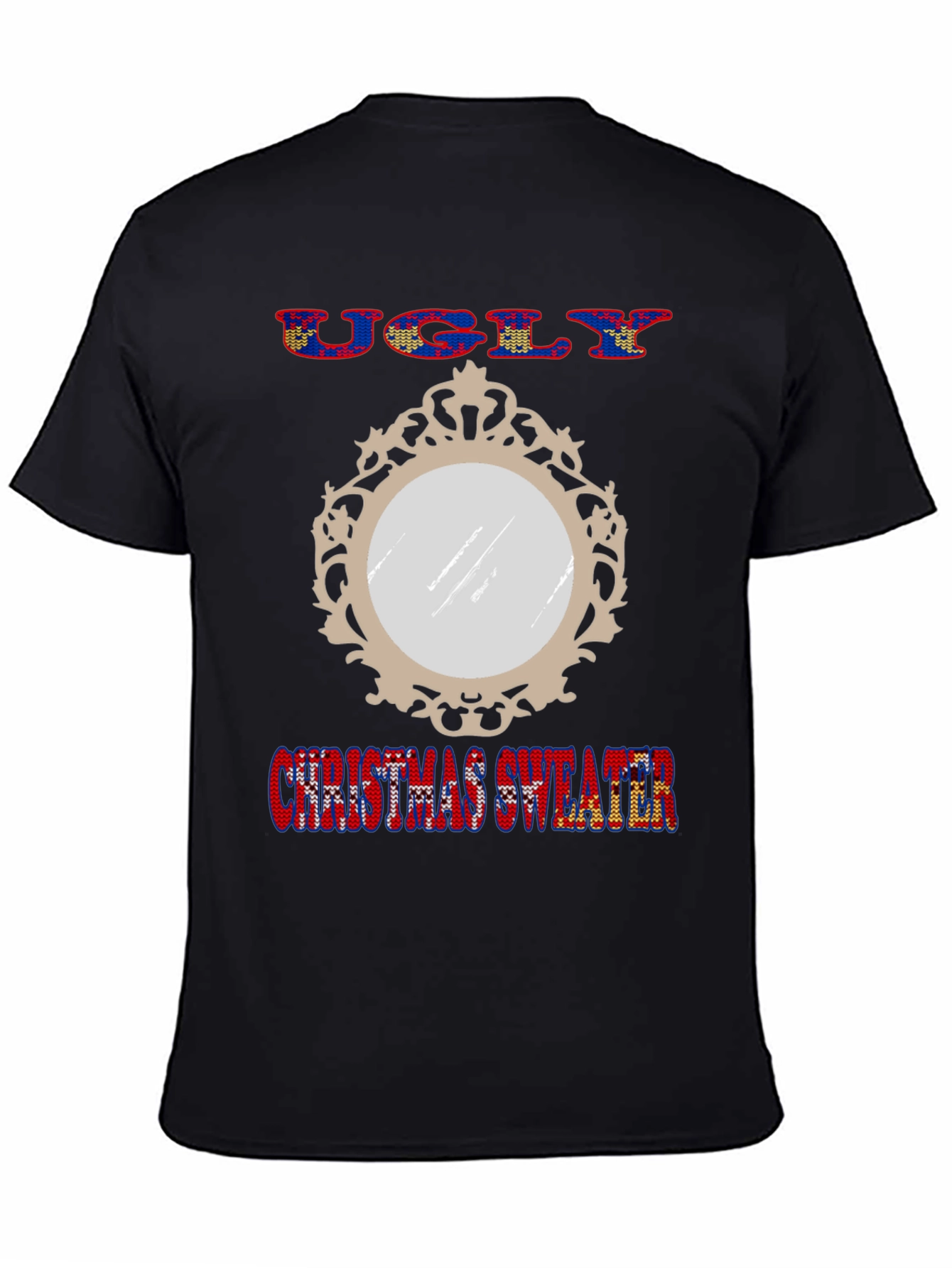 Ugly Christmas Sweater Mirror Graphic T-Shirt