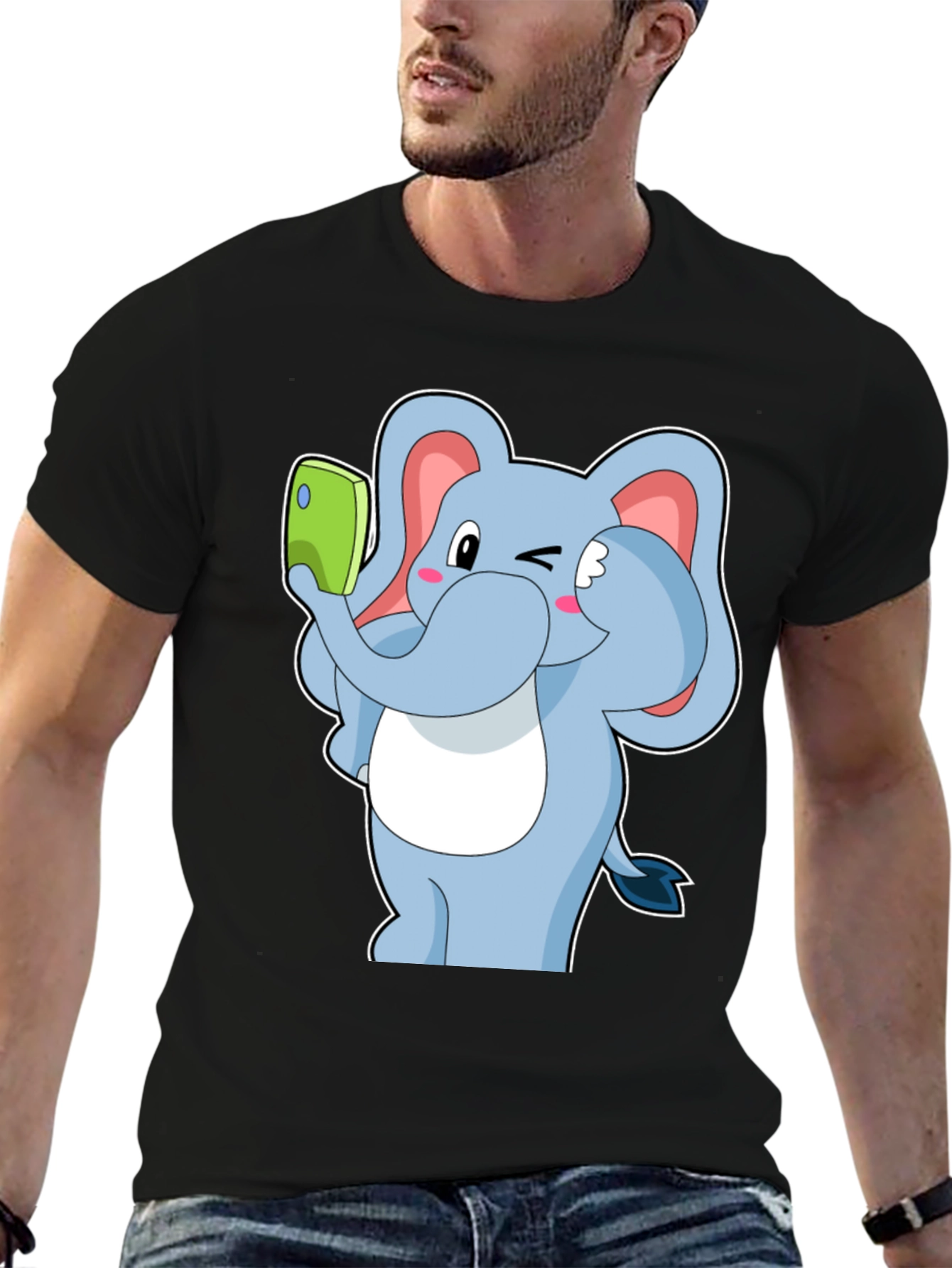 Elephant Selfie T-Shirt - Fun Cartoon Tee