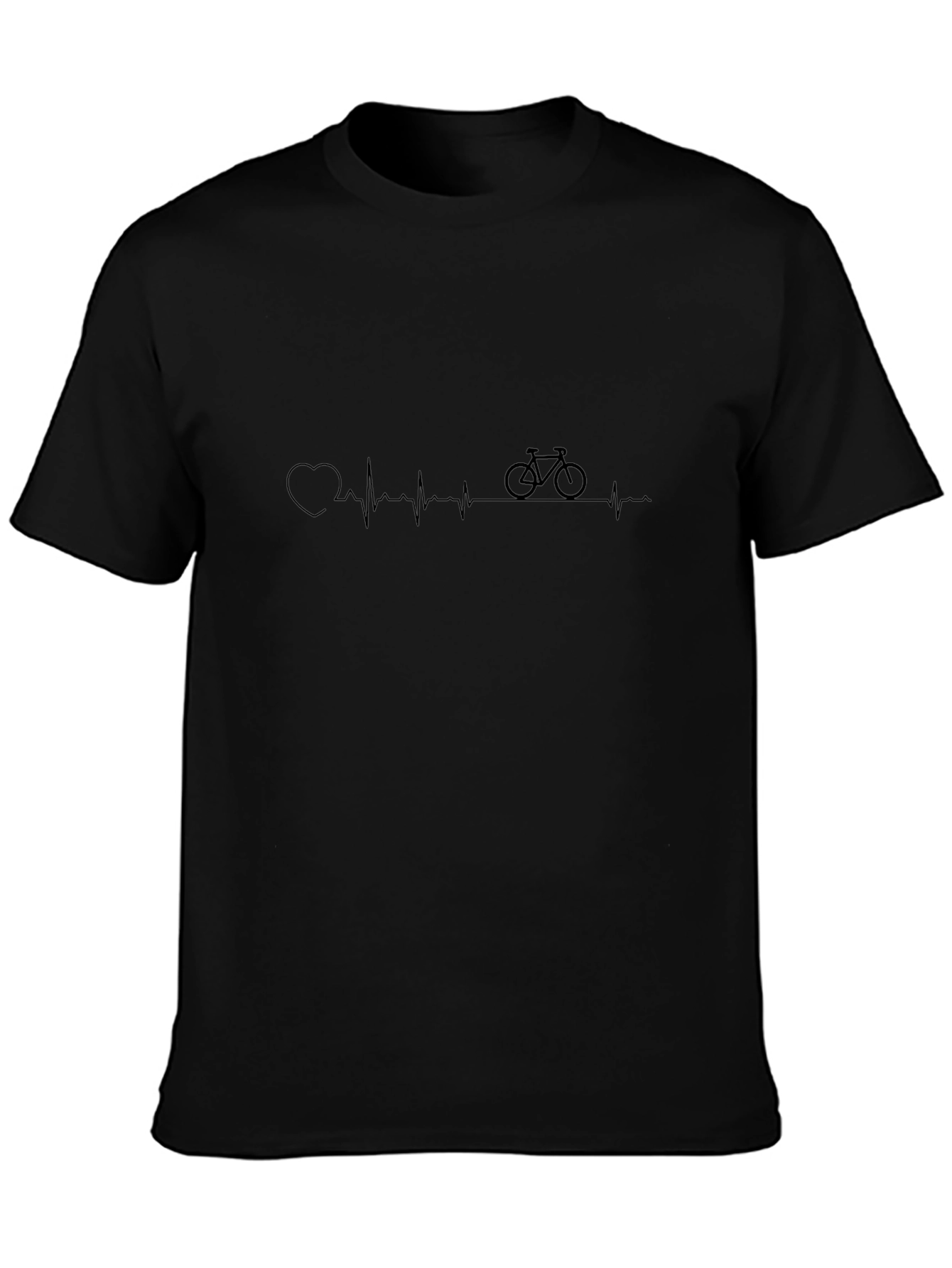 Heartbeat Bicycle Graphic Tee - Black Casual T-Shirt