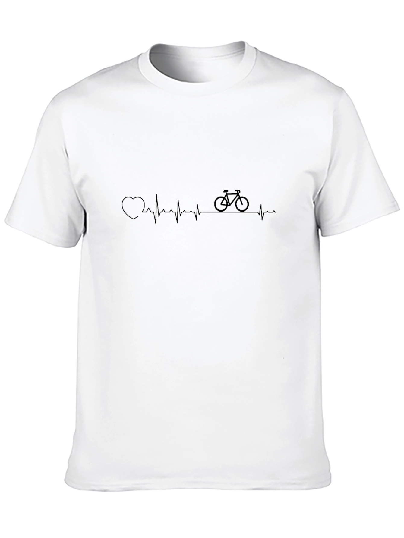 Heartbeat Bicycle Graphic Tee - Black Casual T-Shirt