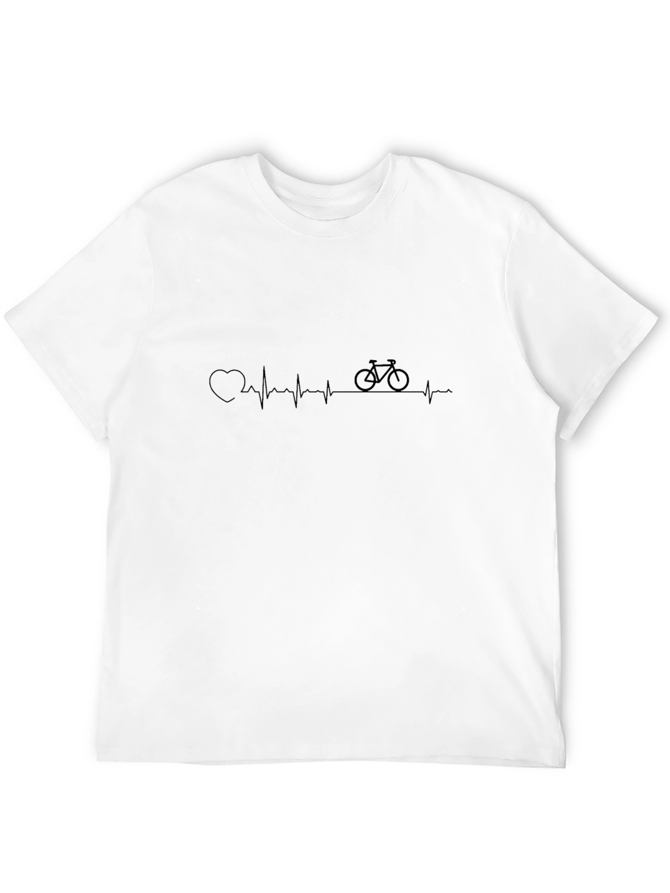 Heartbeat Bicycle Graphic Tee - Black Casual T-Shirt