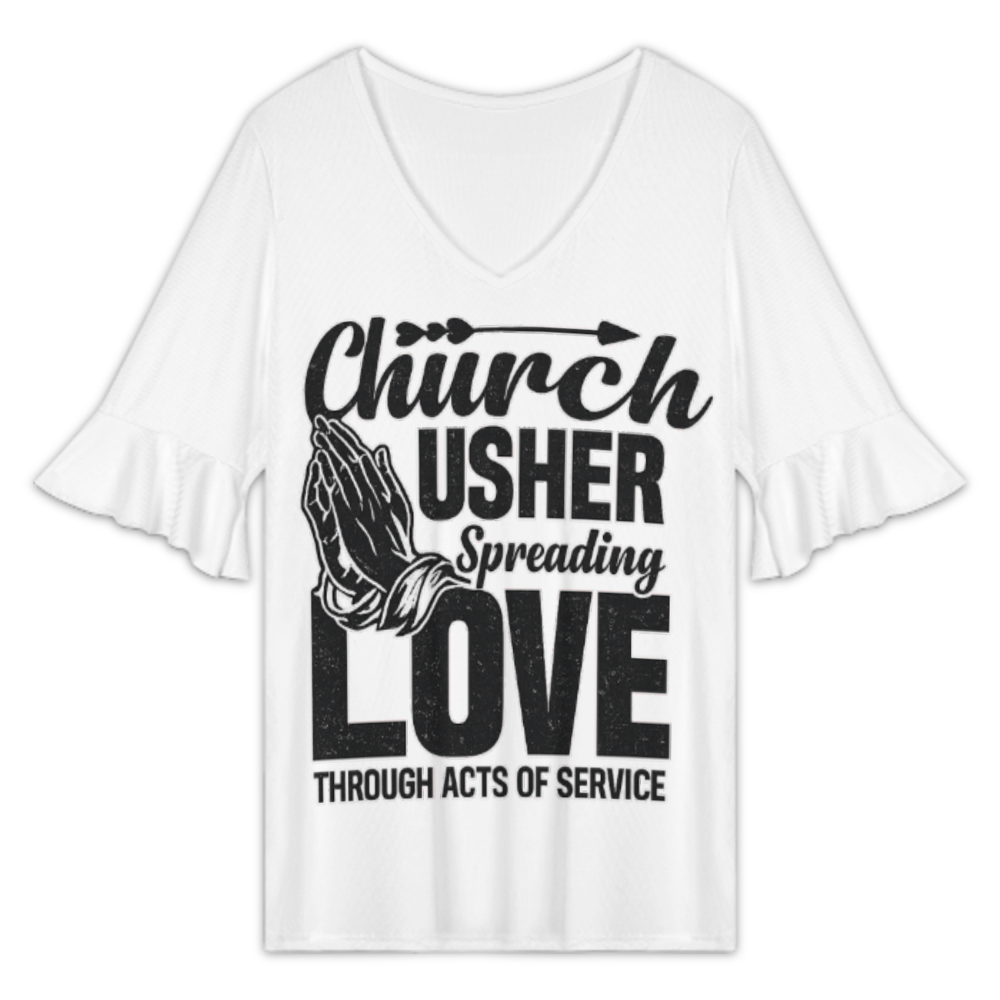 Church Usher Spreading Love Through Acts of Service Graphic Faith Tee, Inspirational Christian Shirt, Religious Volunteer Gift, Church Ministry Apparel, Casual Worship Top(z602)