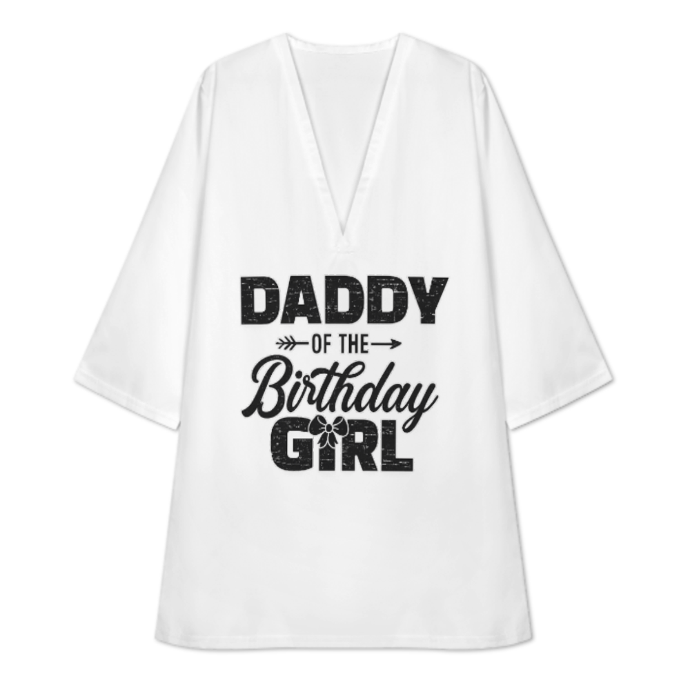 Daddy of the Birthday Girl Graphic T-Shirt Dress, Cute Family Matching Birthday Outfit, Oversized Casual Celebration Lounge Tee(z575)