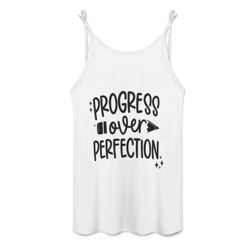 Progress Over Perfection Inspirational Graphic Mini Dress, Motivational Quote Sleeveless Casual Dress, Positive Mindset Streetwear Outfit(z583)