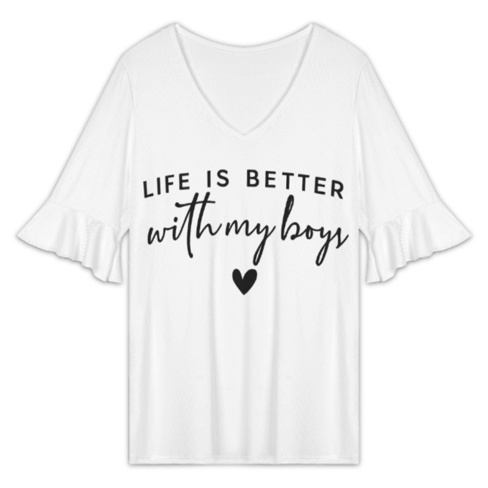 Life Is Better With My Boys Graphic Tee, Cute Mom Quote Shirt, Minimalist Family Love Top, Casual Everyday Womens Shirt(z609)