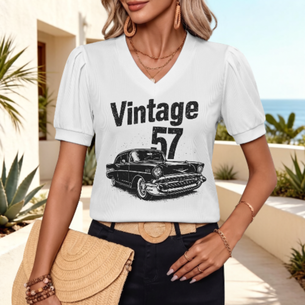 Vintage 57 Classic Car Graphic Tee, Retro Muscle Car Shirt, Old School Automobile T-Shirt, Classic American Car Enthusiast Top, Vintage Streetwear Tee(z600)