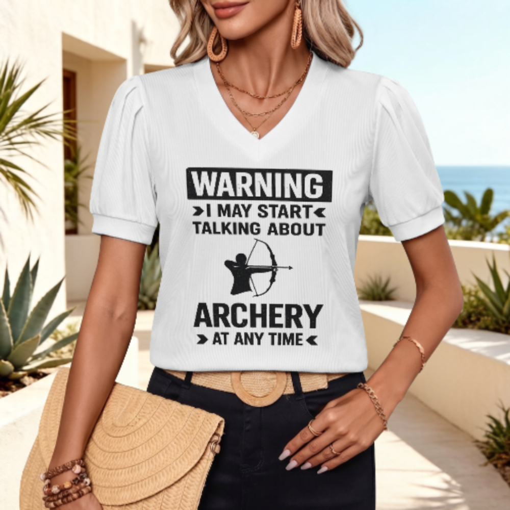 Funny Archery Graphic Tee, Warning I May Start Talking About Archery Shirt, Archer Lover T-Shirt, Bow Hunting Humor Apparel, Casual Sports Graphic Top(z593)