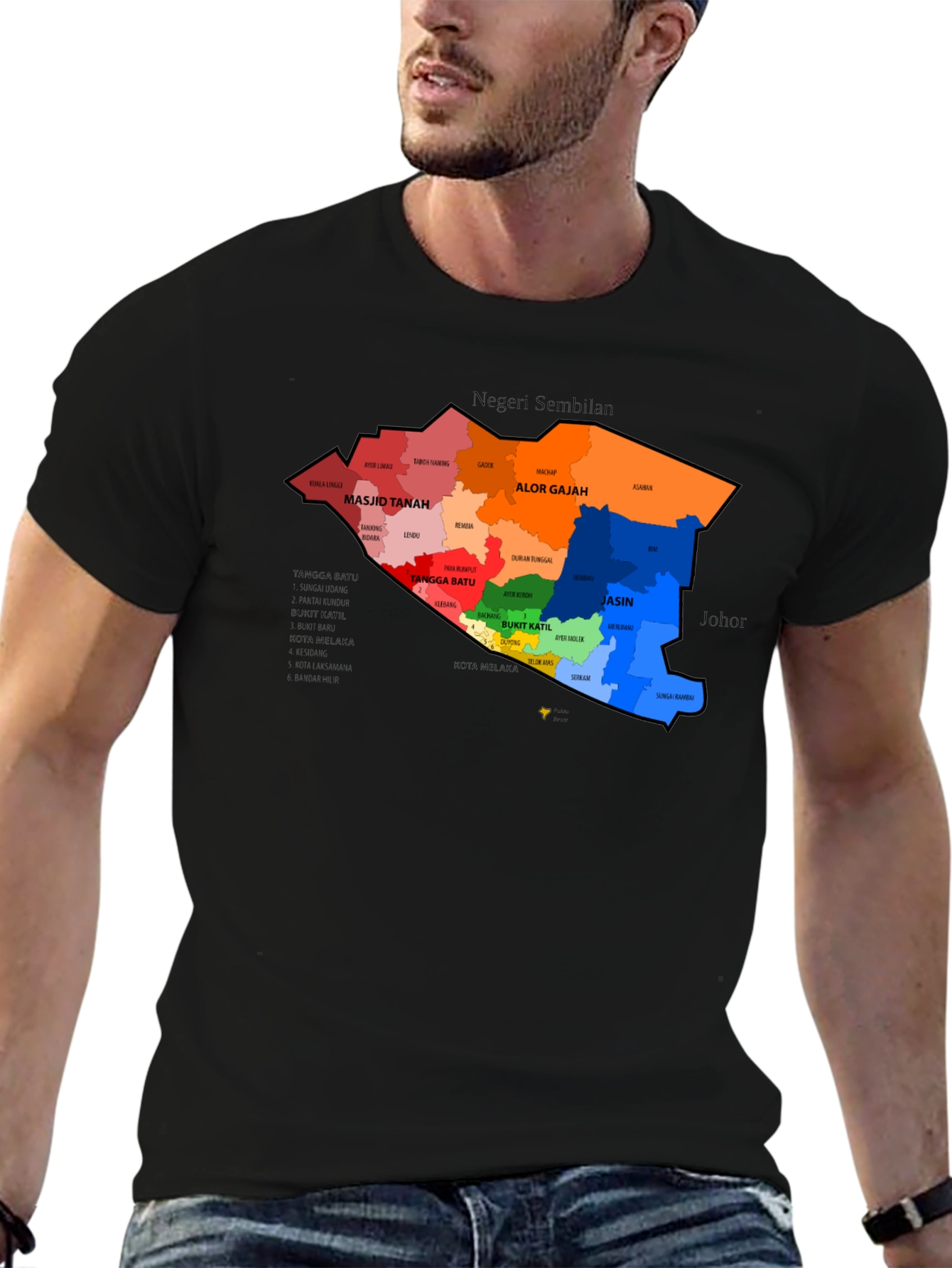 Melaka Map Graphic T-Shirt