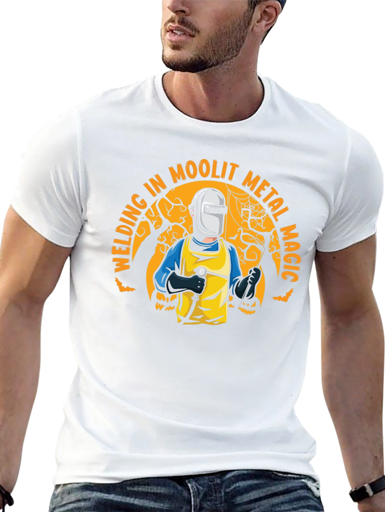 Welding in Moolit Metal Magic Halloween T-Shirt