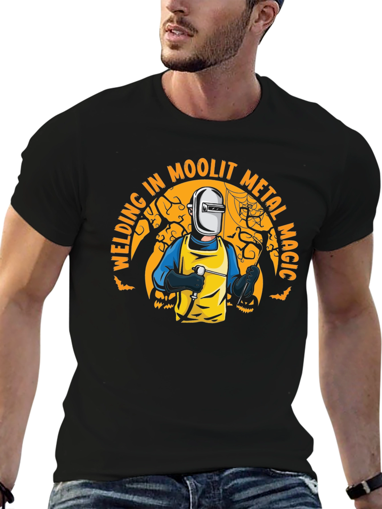 Welding in Moolit Metal Magic Halloween T-Shirt