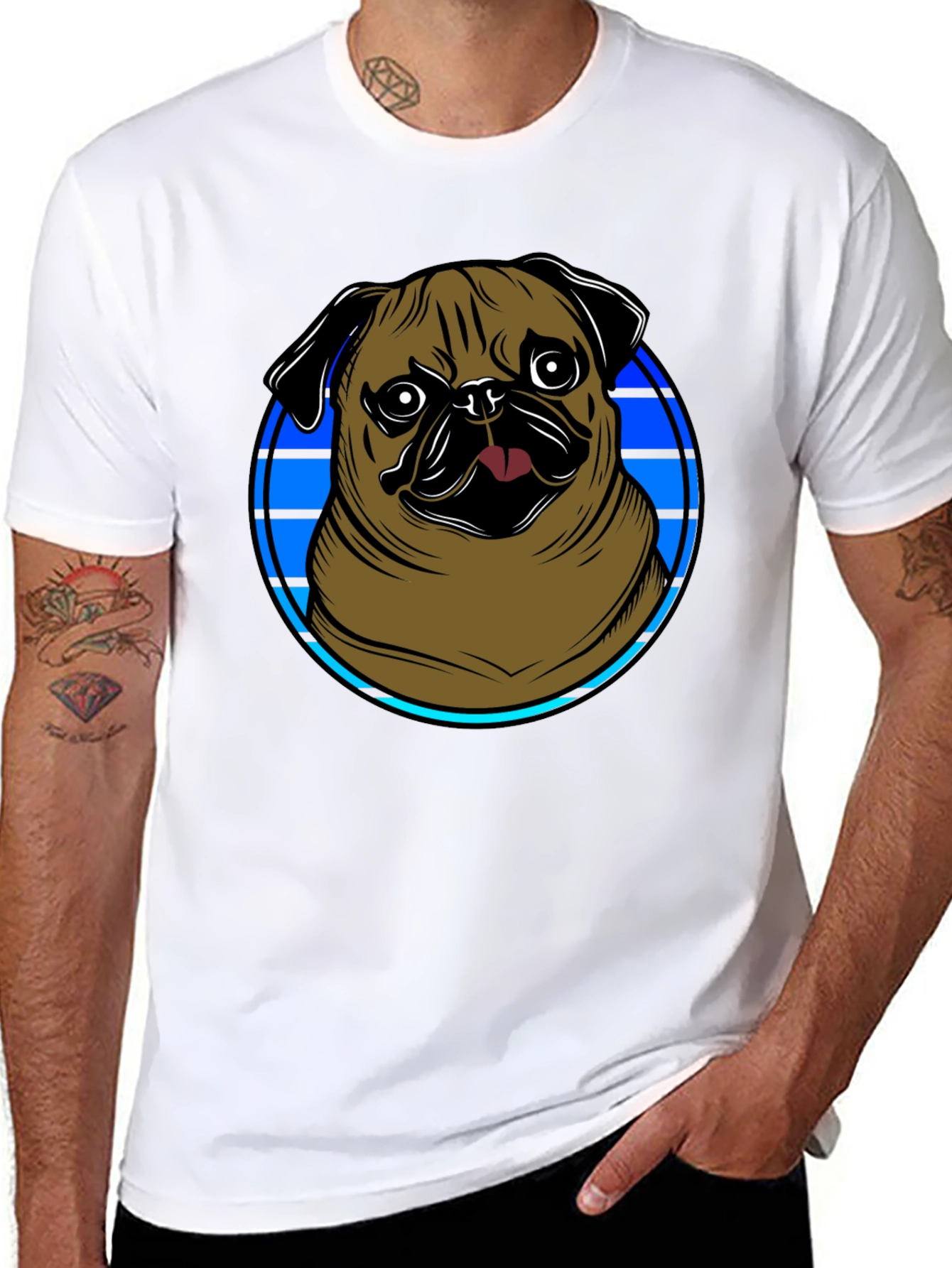 Pug Graphic Tee - Mens Black T-Shirt