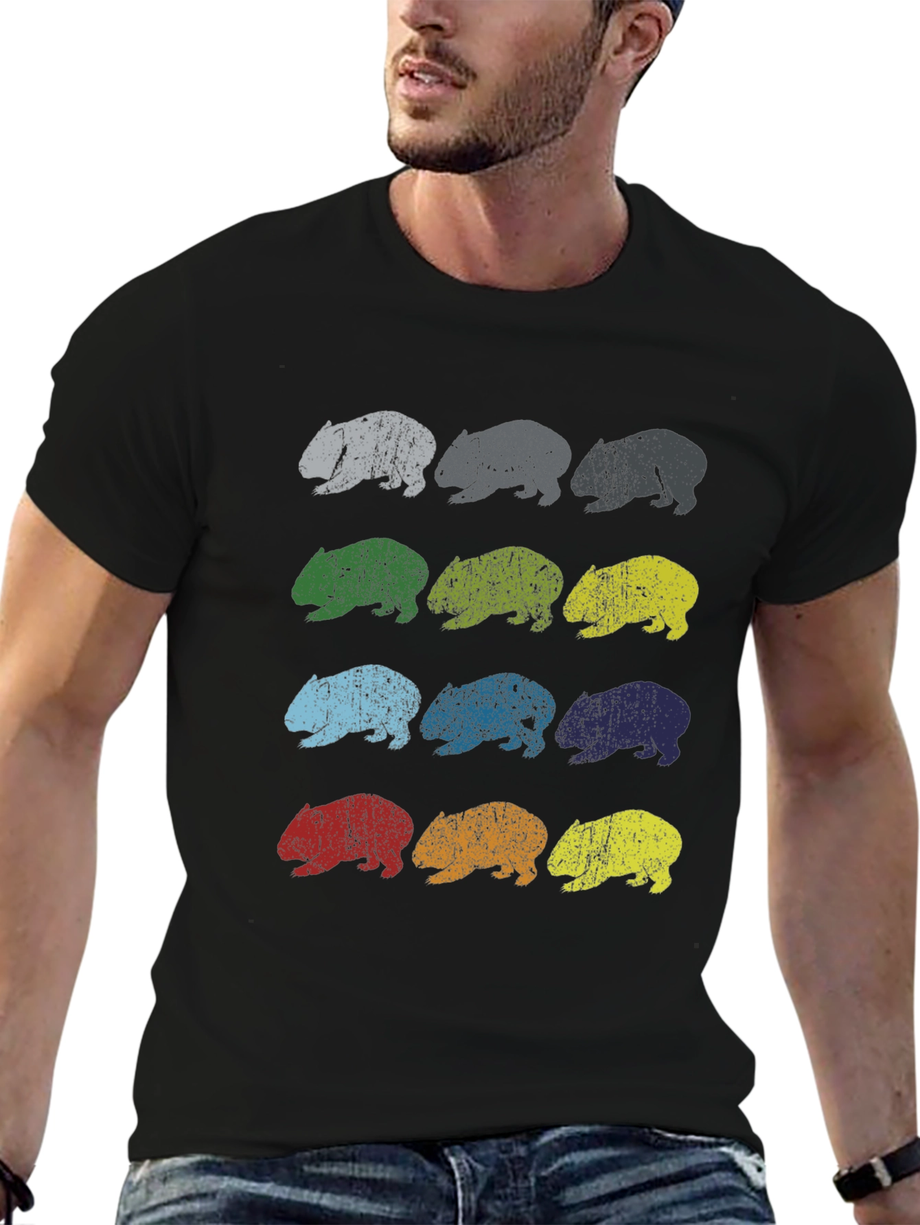 Retro Wombat Print T-Shirt - Graphic Tee