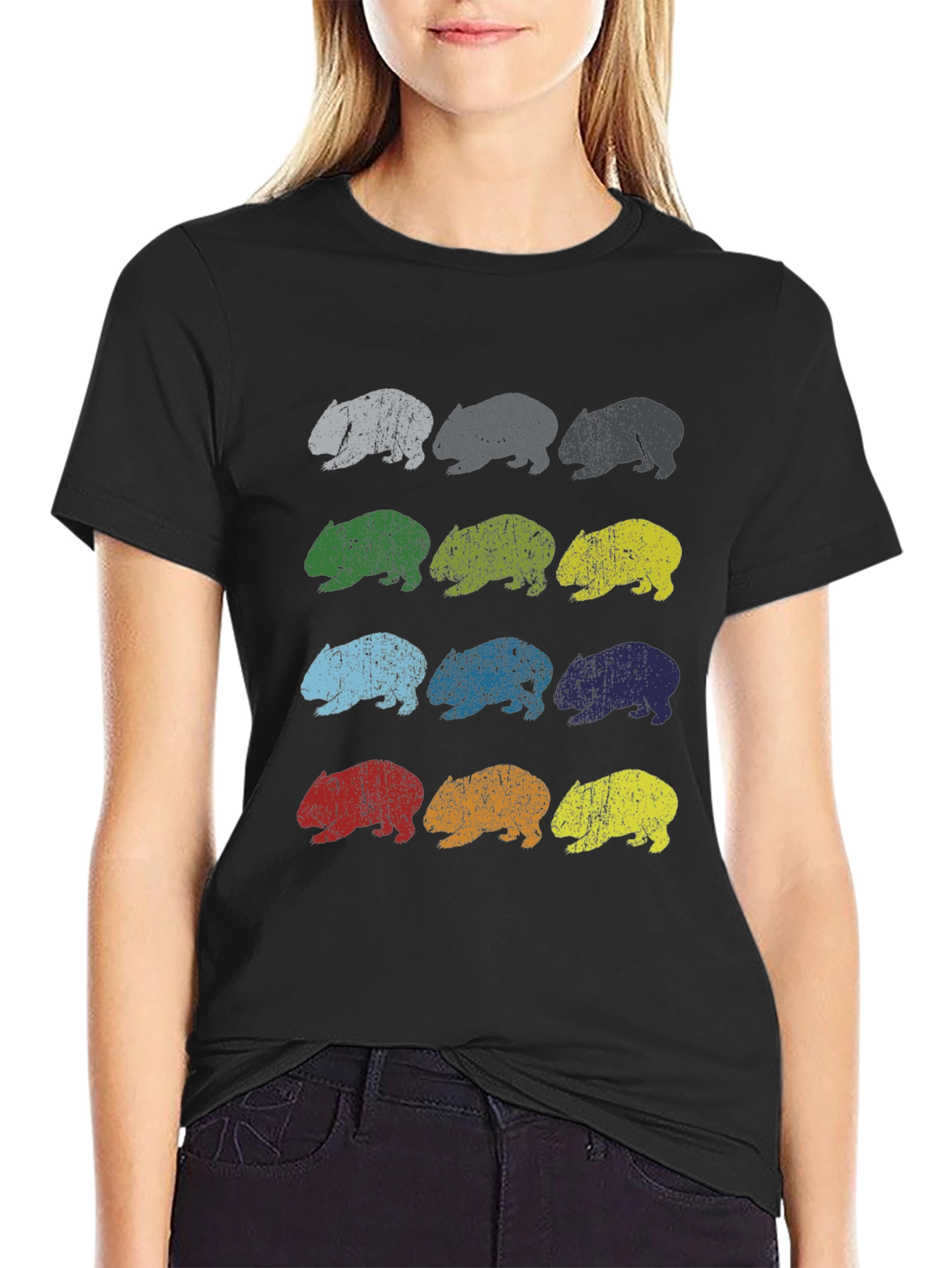 Retro Wombat Print T-Shirt - Graphic Tee