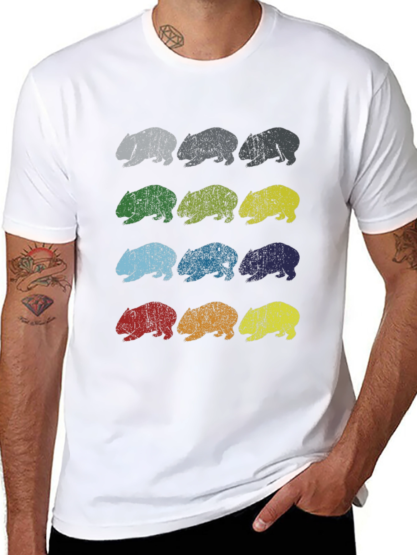 Retro Wombat Print T-Shirt - Graphic Tee
