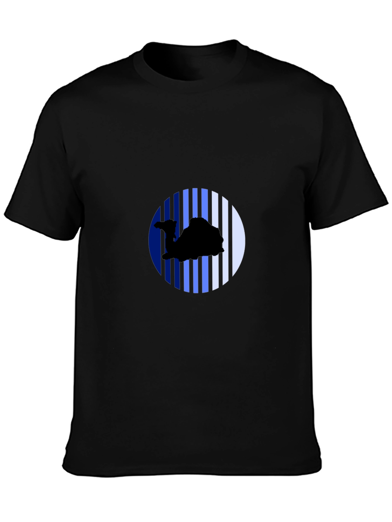 Camel Silhouette Striped Circle Black Tee
