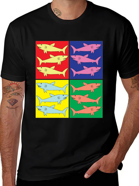 Shark Pop Art T-Shirt - Colorful Graphic Tee