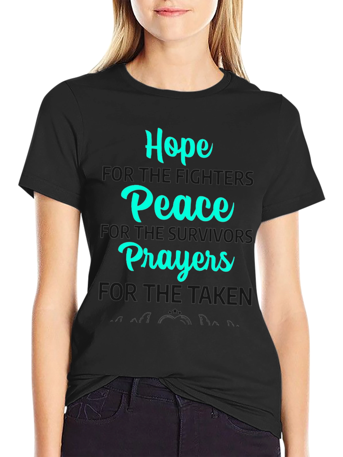 Hope Peace Prayers Black Graphic T-Shirt