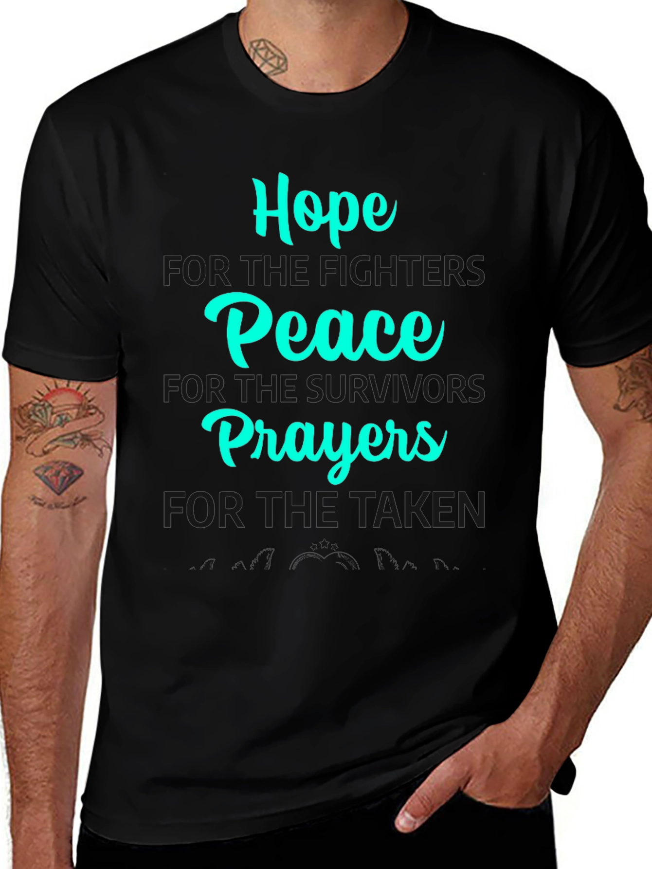 Hope Peace Prayers Black Graphic T-Shirt