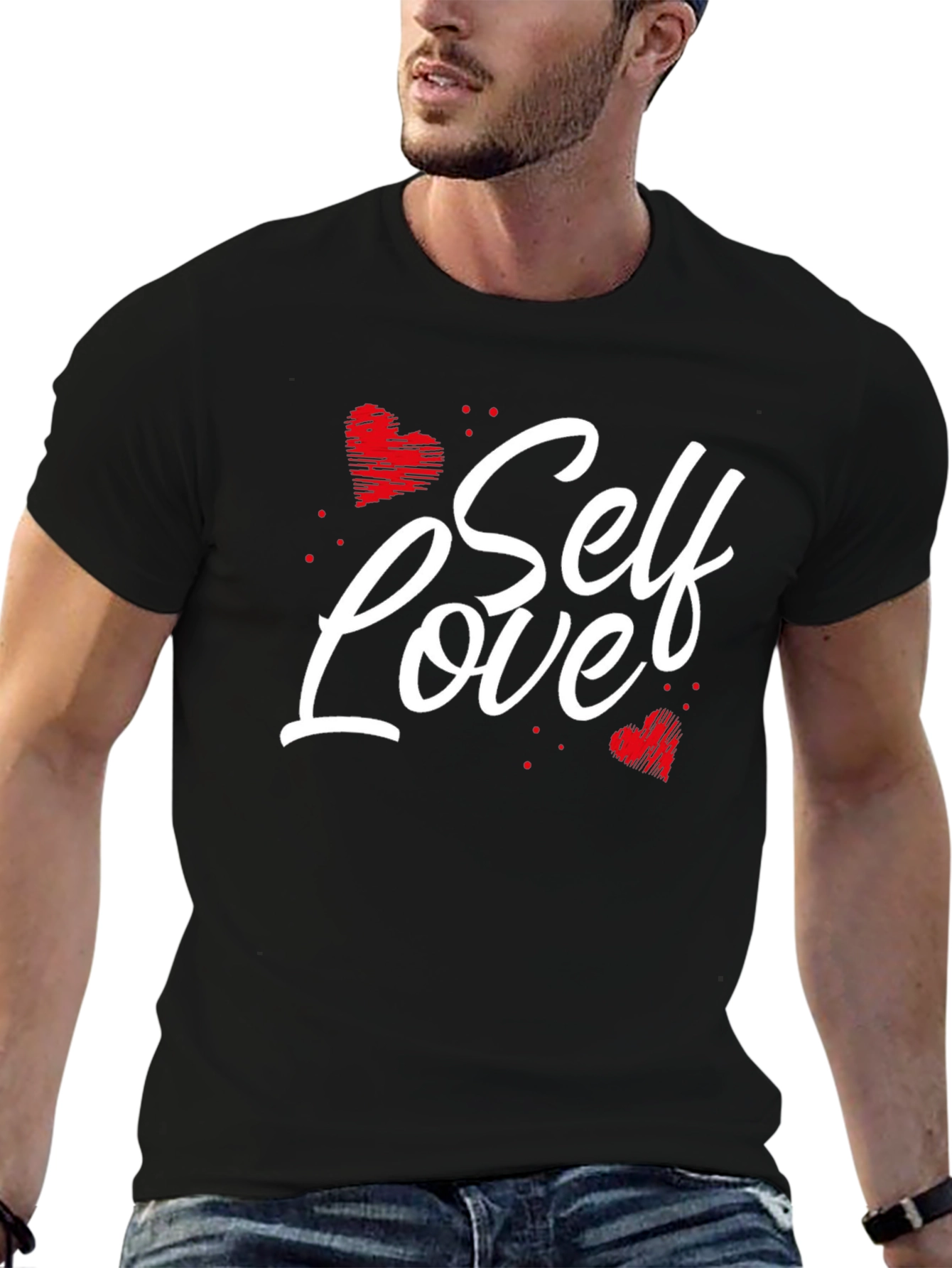 Self Love Heart Graphic Black T-Shirt