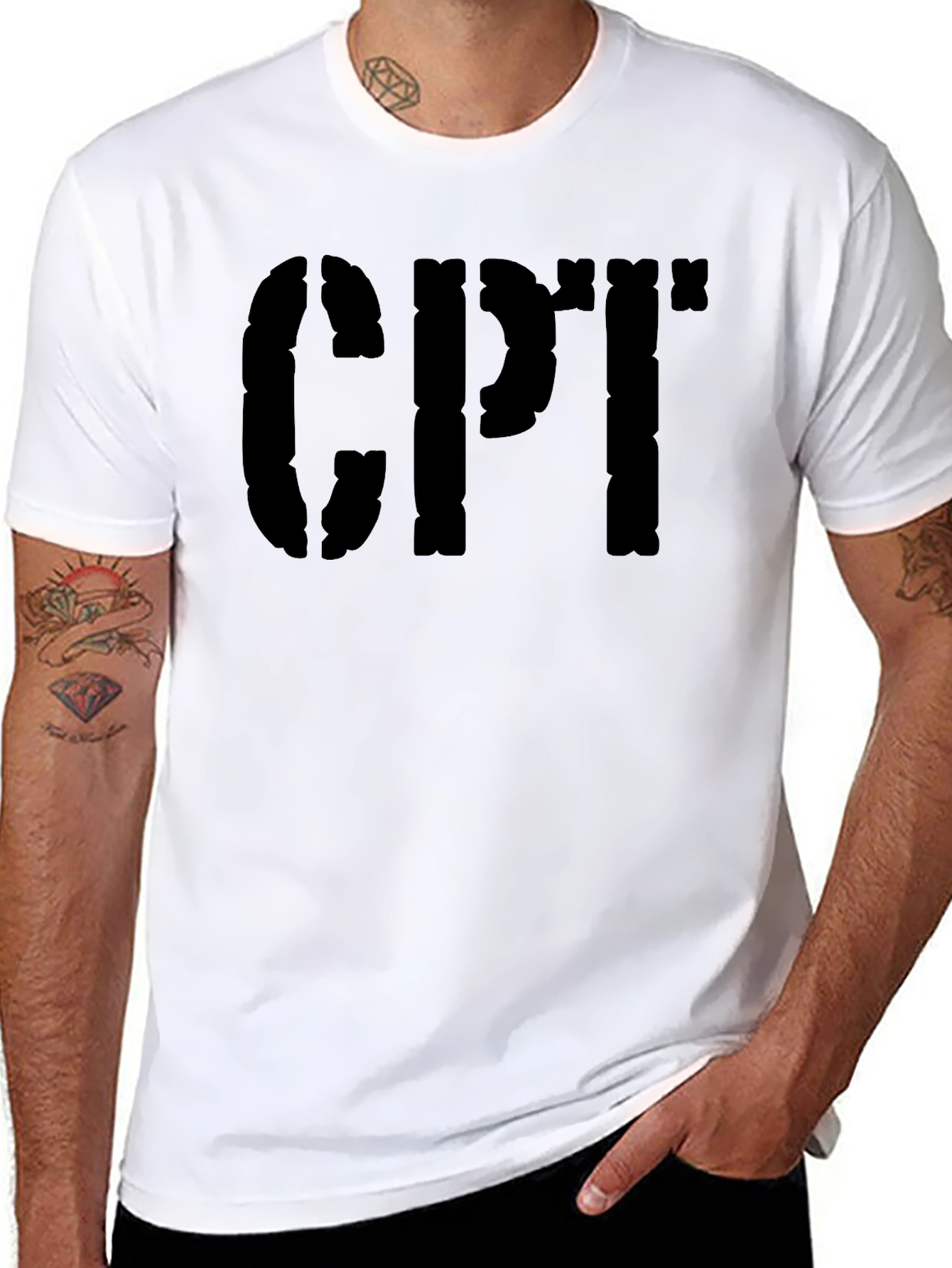 CPT Stencil Style Graphic T-Shirt - Black