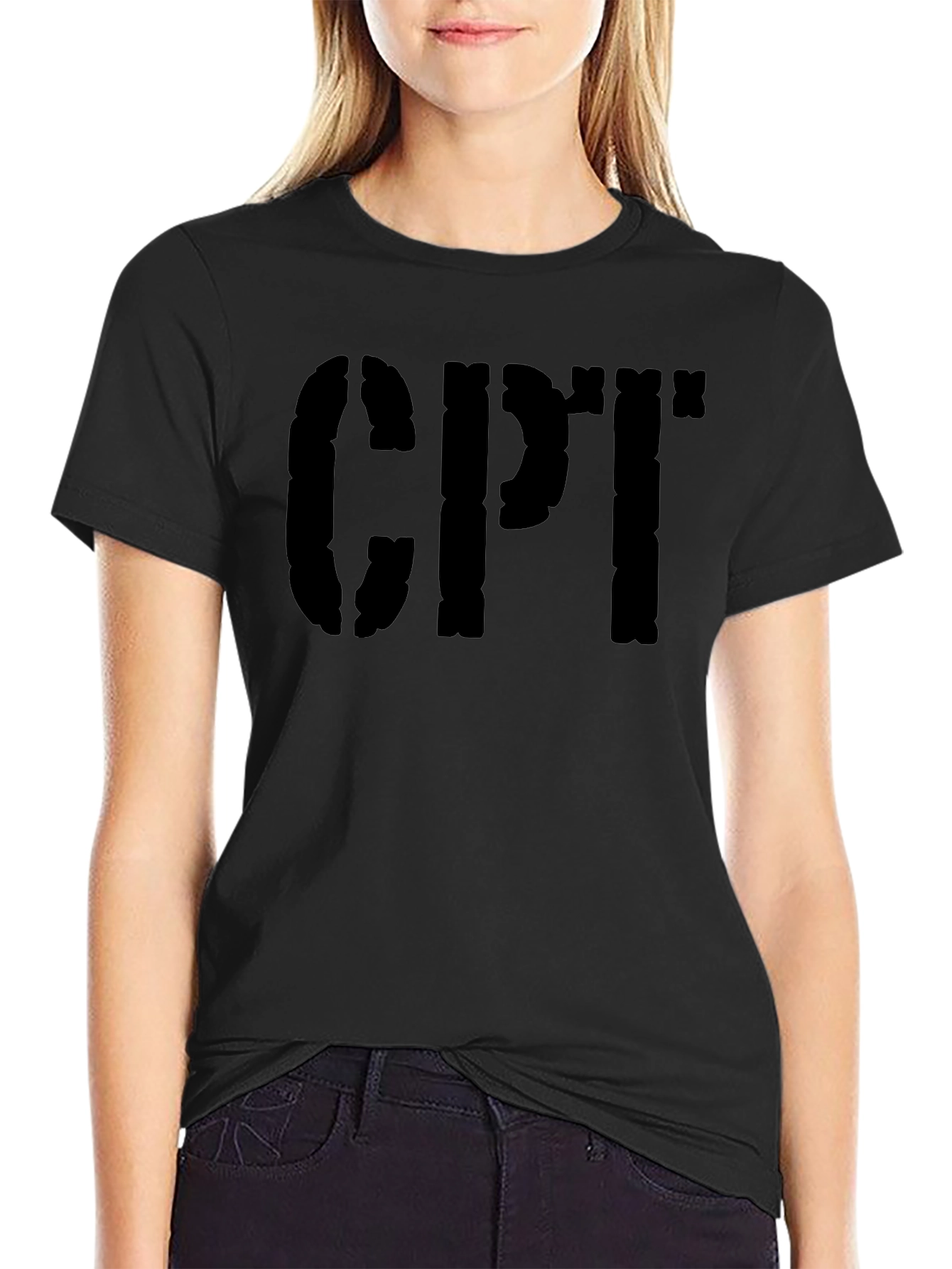 CPT Stencil Style Graphic T-Shirt - Black