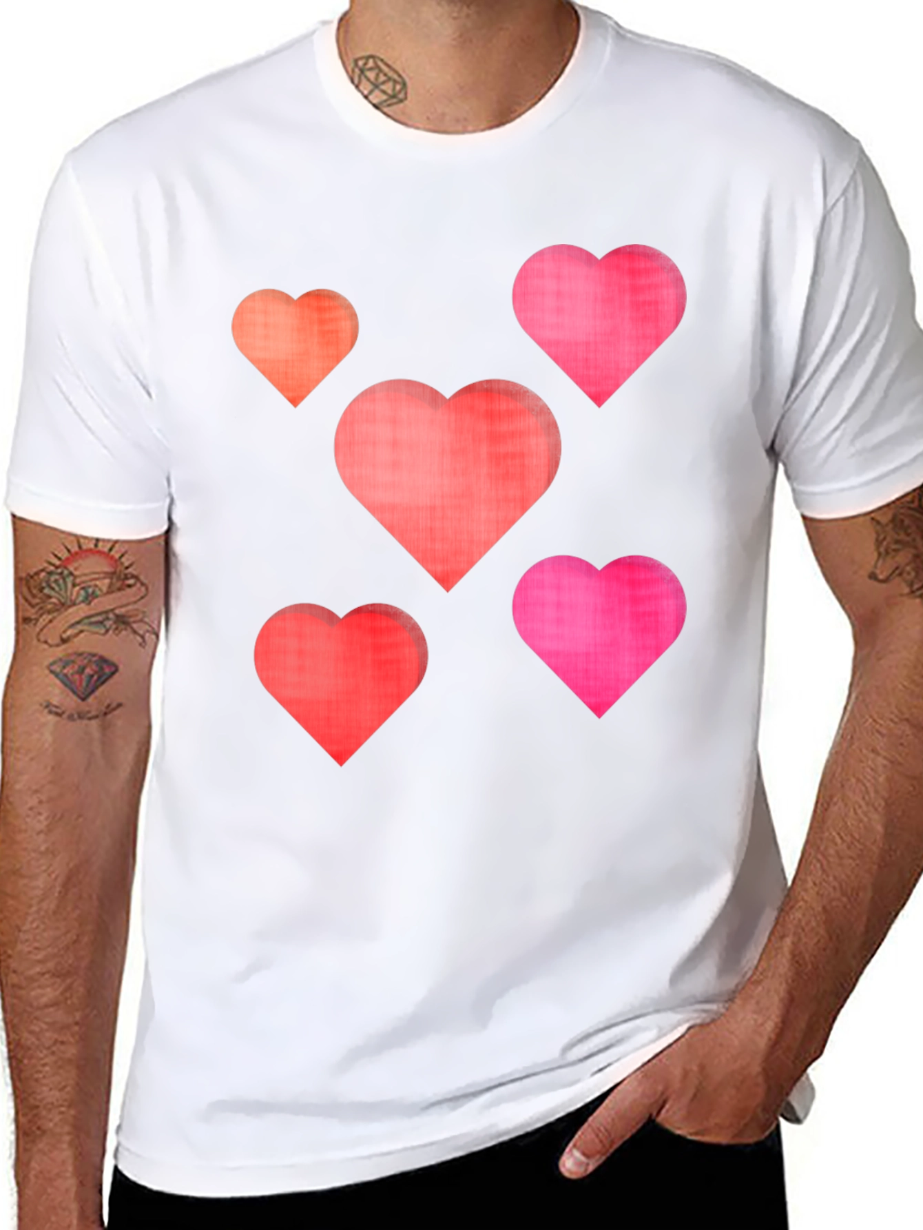 Heart Pattern Crew Neck T-Shirt