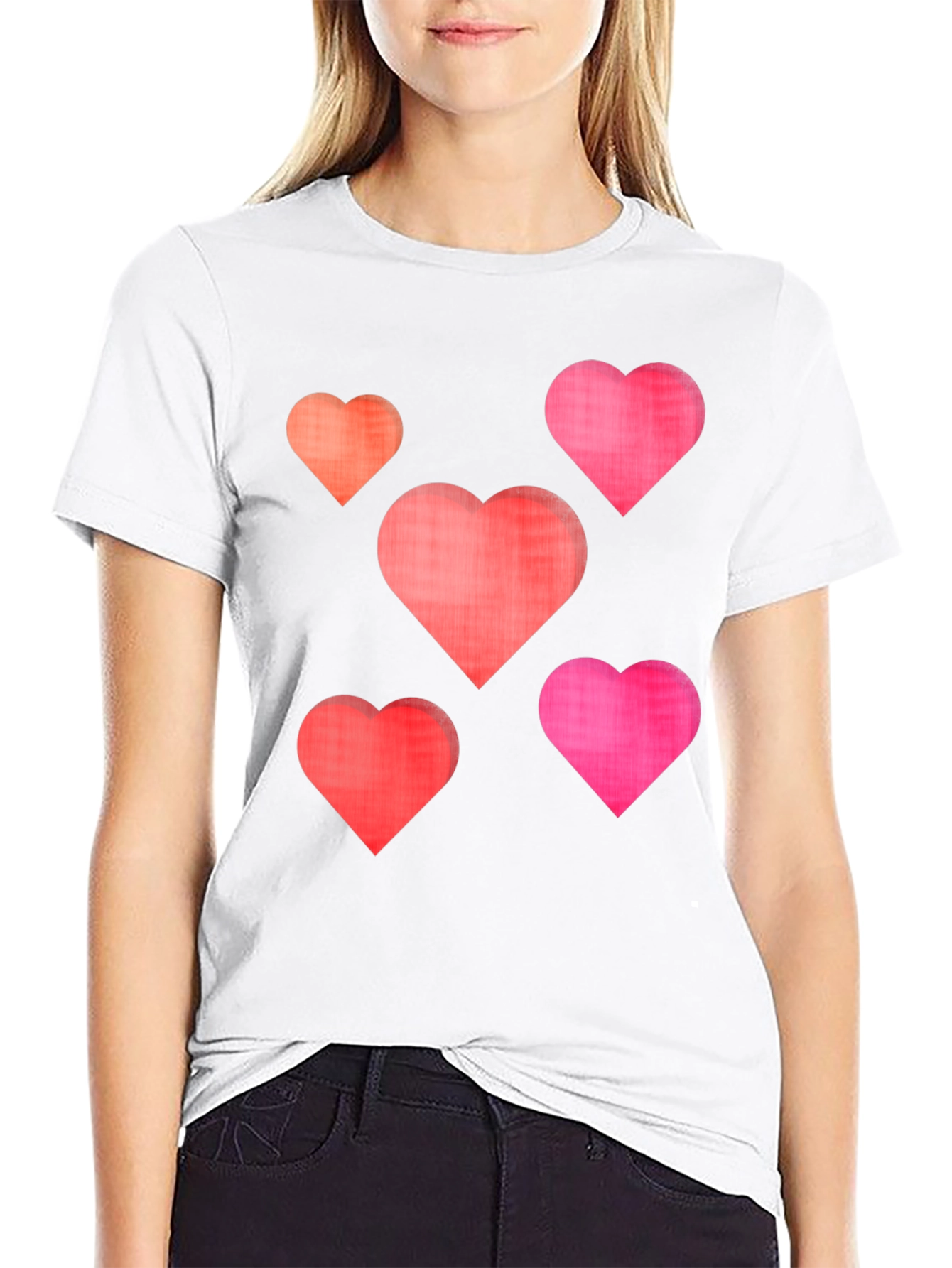 Heart Pattern Crew Neck T-Shirt