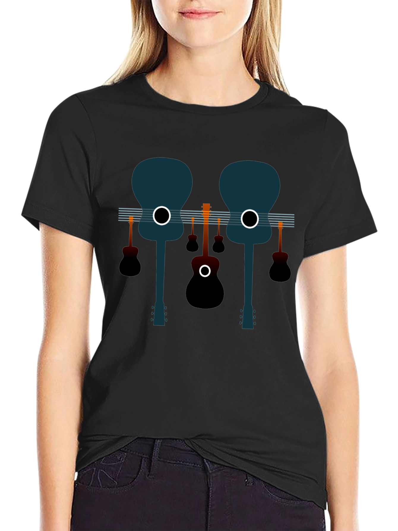 Guitar Graphic Black Tee - Musical Style