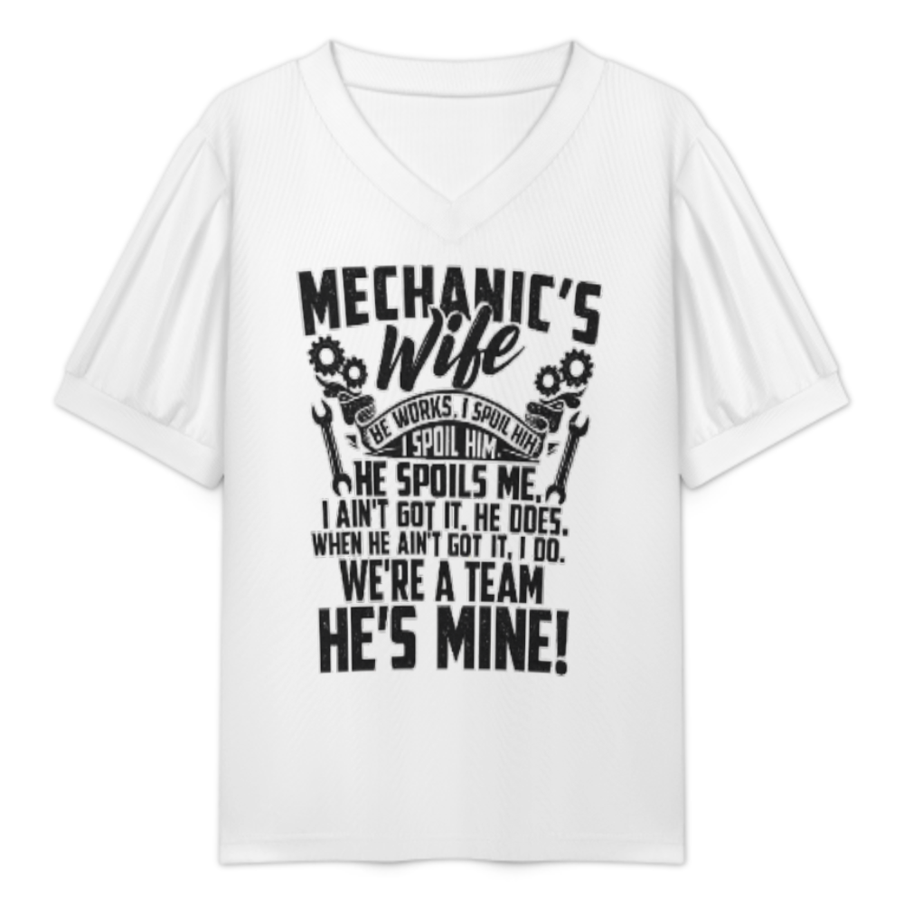 Mechanic’s Wife Graphic Tee, Funny Auto Shop Wife Shirt, Car Lover Relationship Apparel, Garage Lifestyle T-Shirt, Cute Mechanic Family Gift for Women(z592)