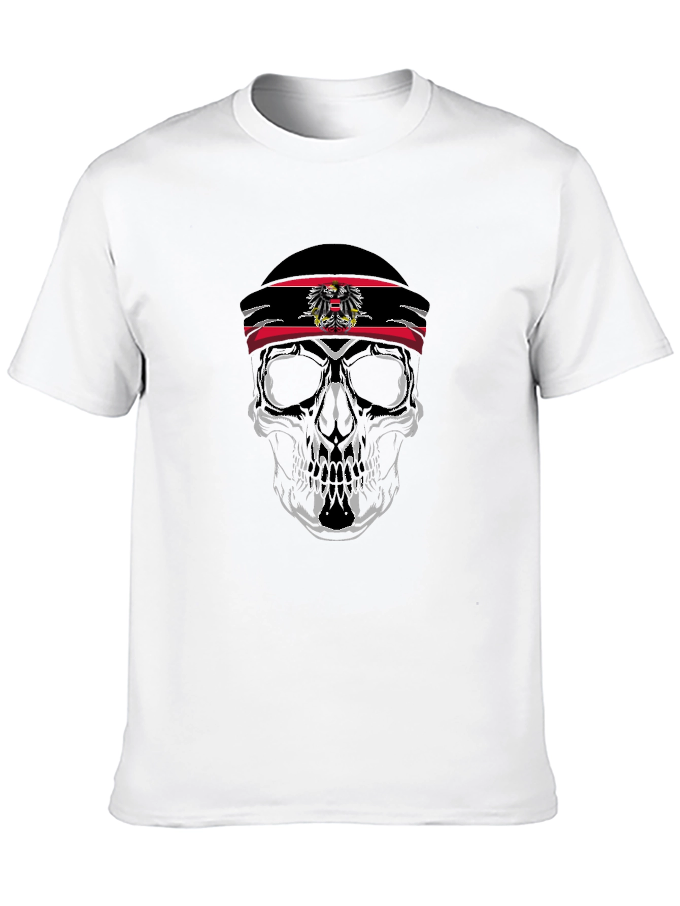 Austrian Flag Skull Graphic T-Shirt - Black