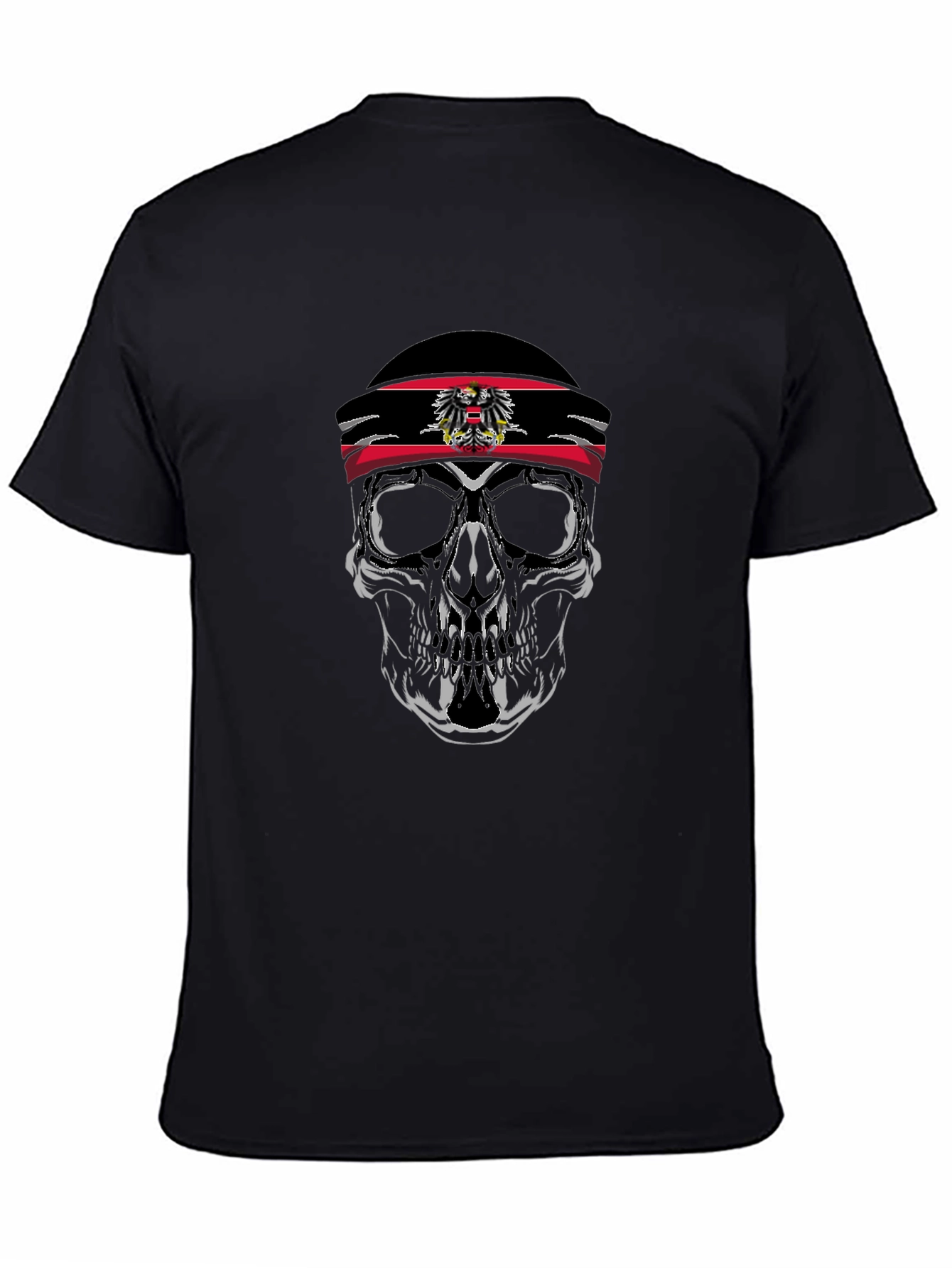 Austrian Flag Skull Graphic T-Shirt - Black