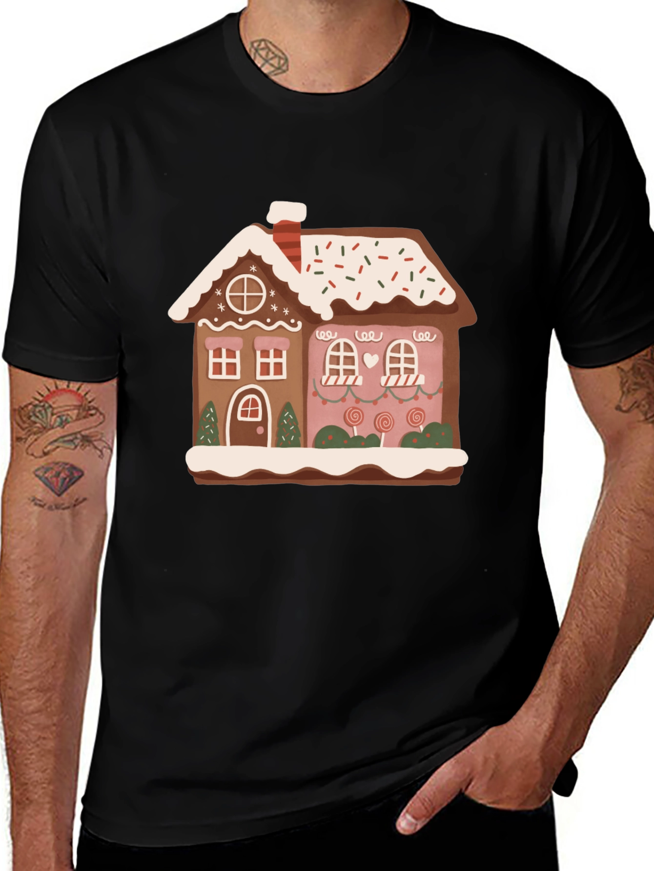 Festive Gingerbread House Graphic Tee