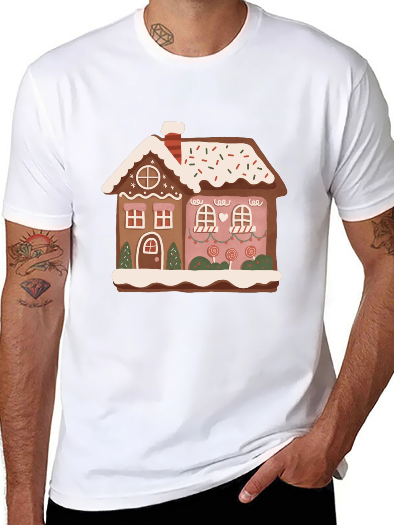 Festive Gingerbread House Graphic Tee