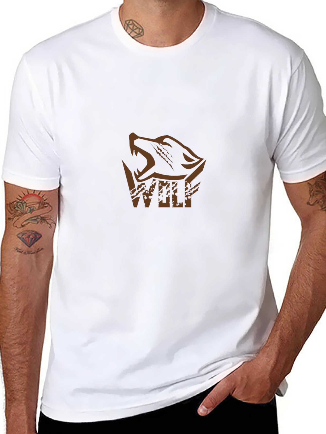 Mens Black Wolf Graphic T-Shirt