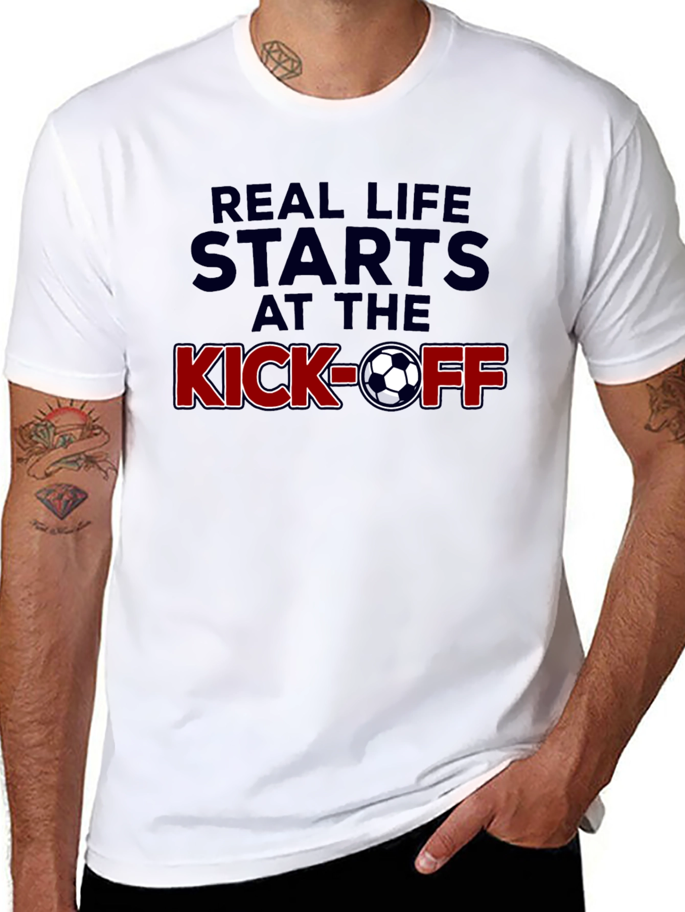 Real Life Starts at the Kick-Off Soccer T-Shirt