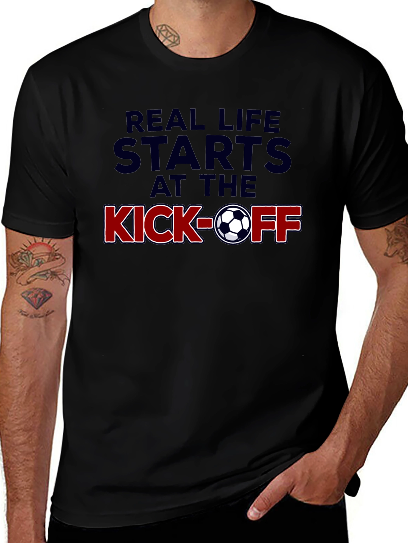 Real Life Starts at the Kick-Off Soccer T-Shirt