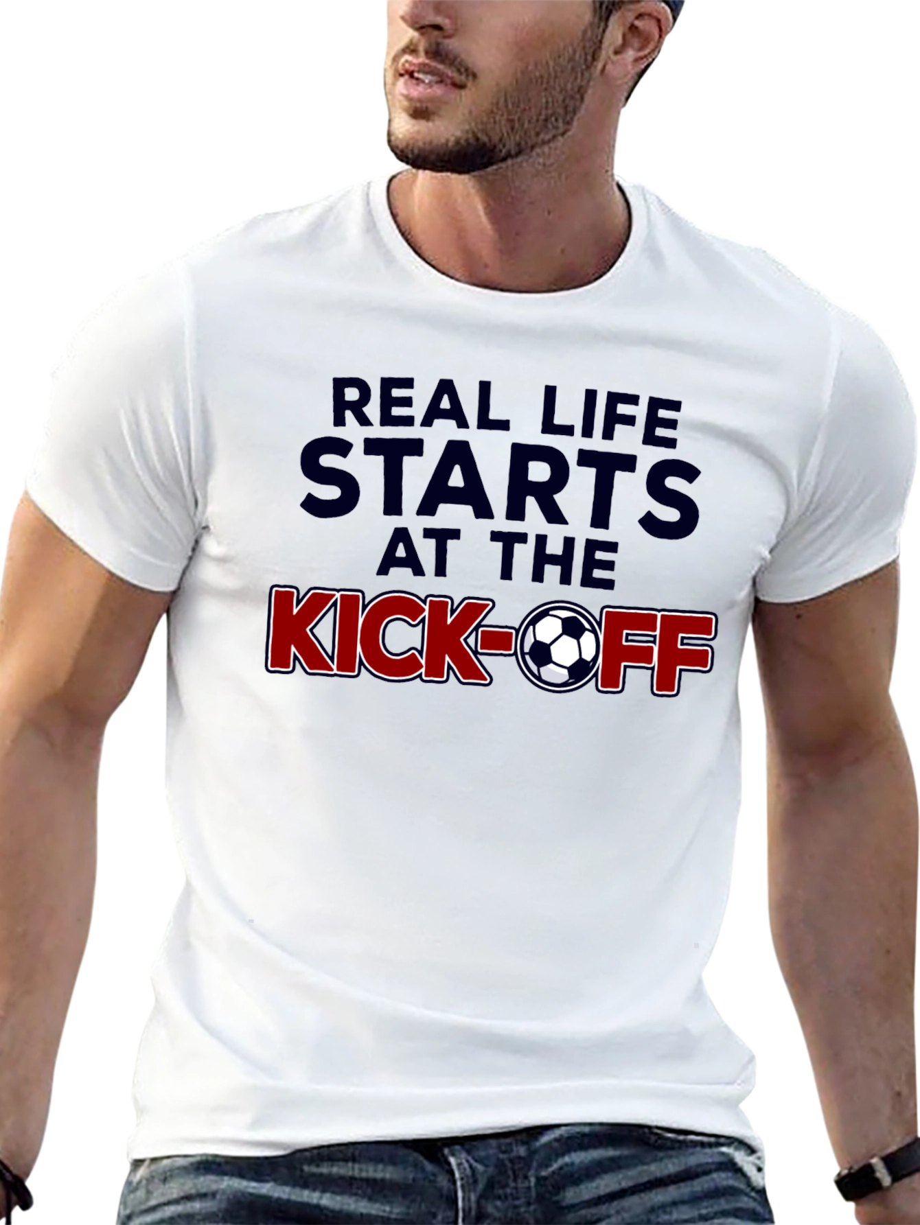 Real Life Starts at the Kick-Off Soccer T-Shirt