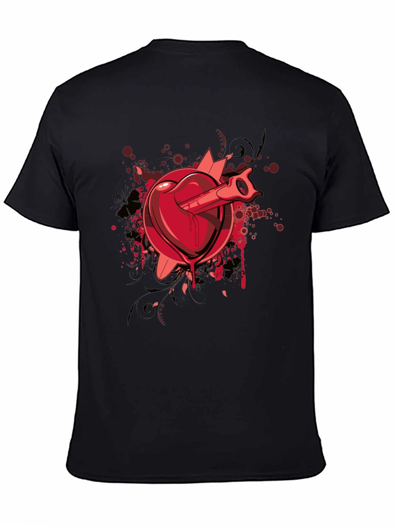Heart Saw Graphic Tee - Black Cotton