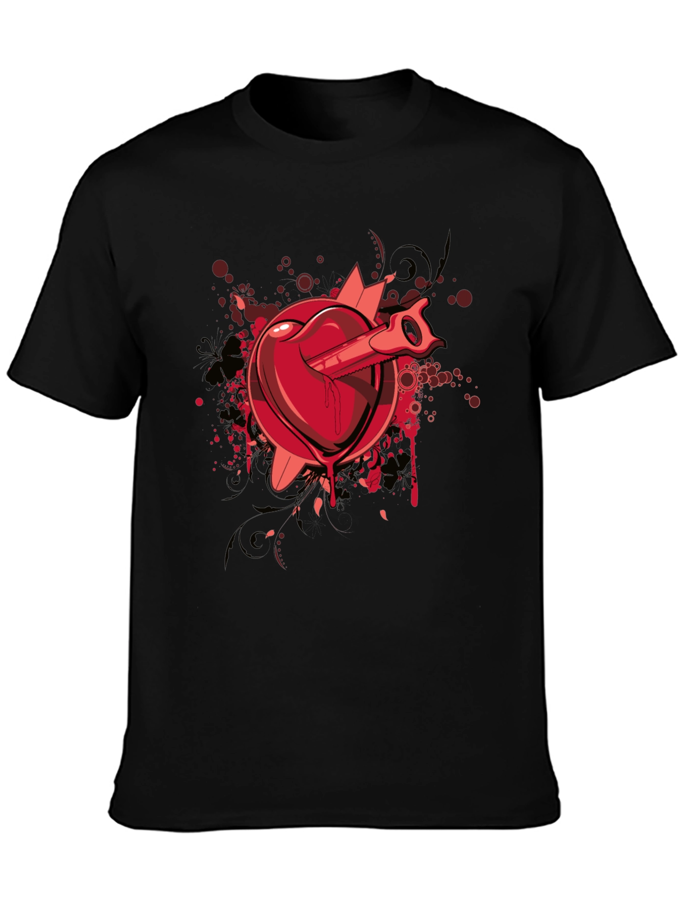 Heart Saw Graphic Tee - Black Cotton