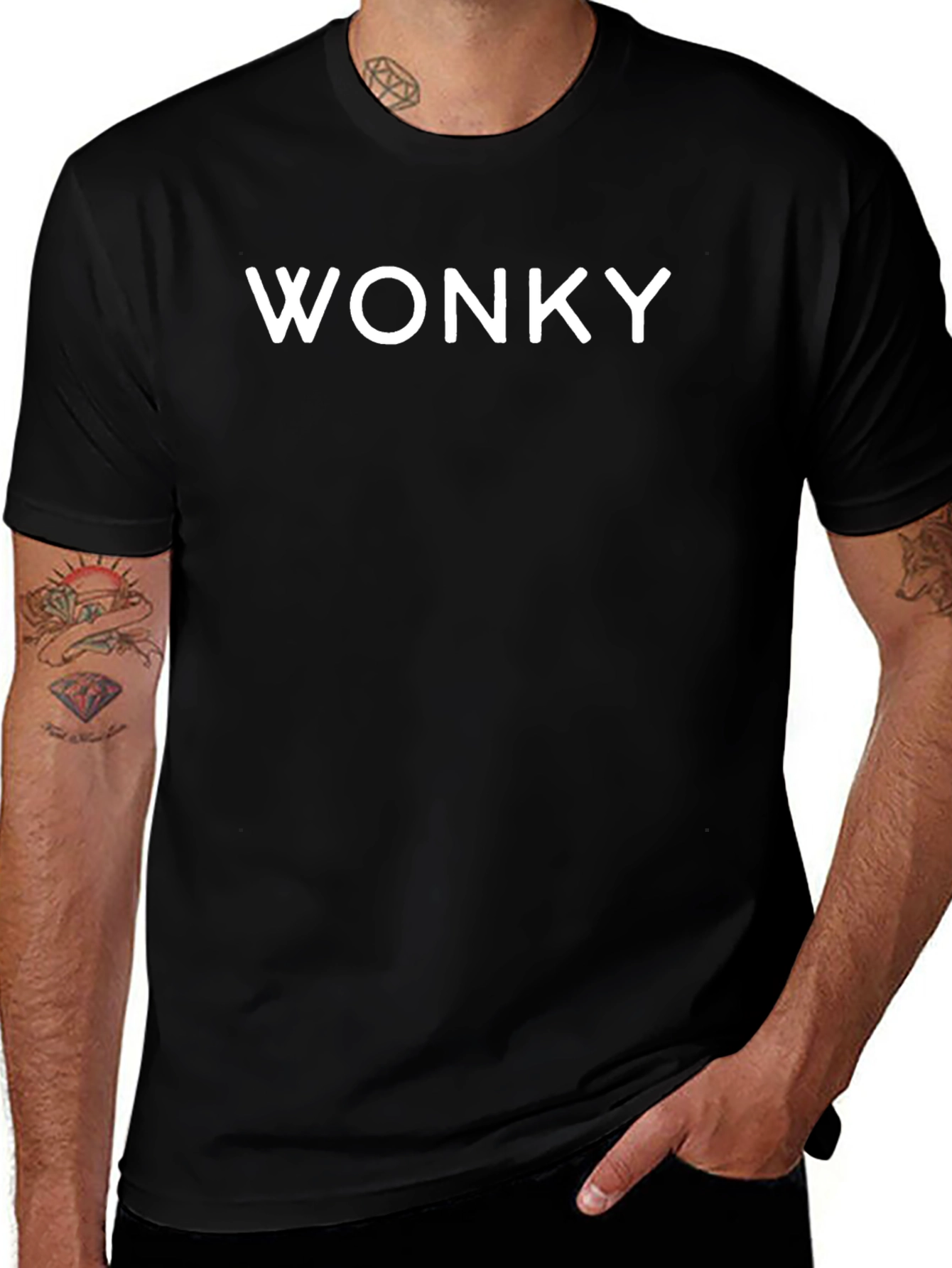 Wonky Graphic Tee - Black Casual T-Shirt