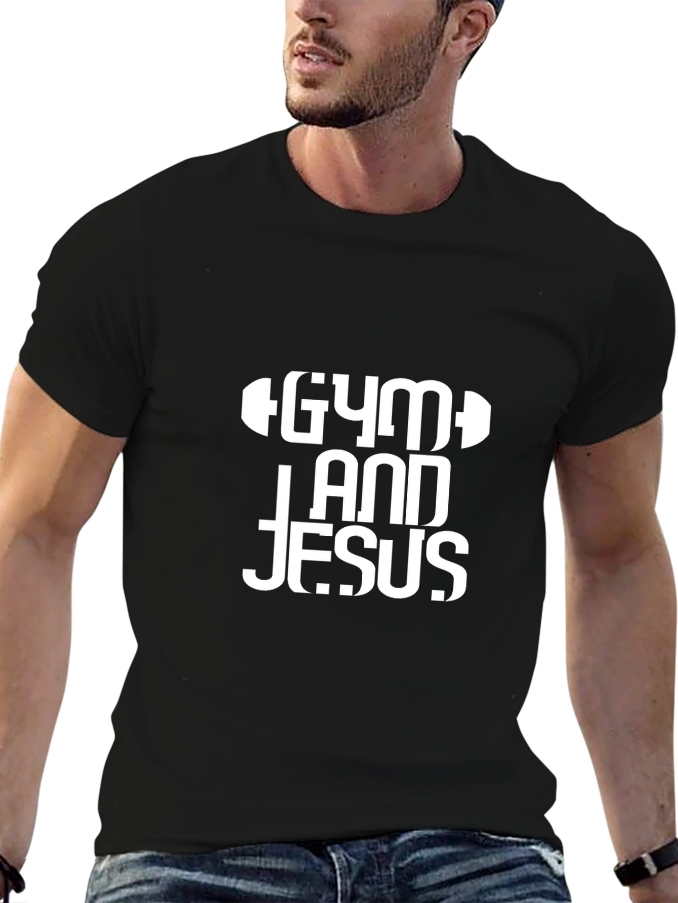Gym and Jesus Black T-Shirt Christian Fitness Apparel