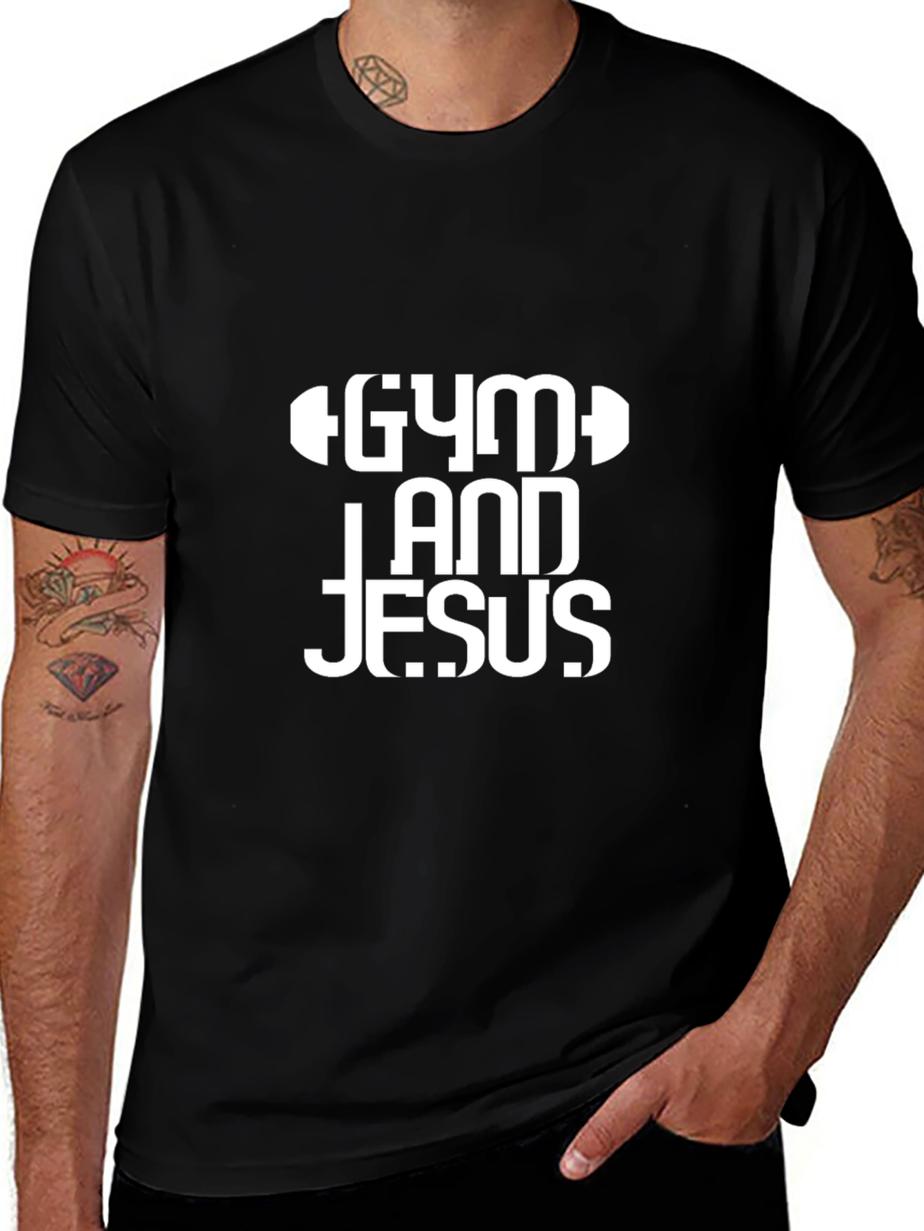 Gym and Jesus Black T-Shirt Christian Fitness Apparel