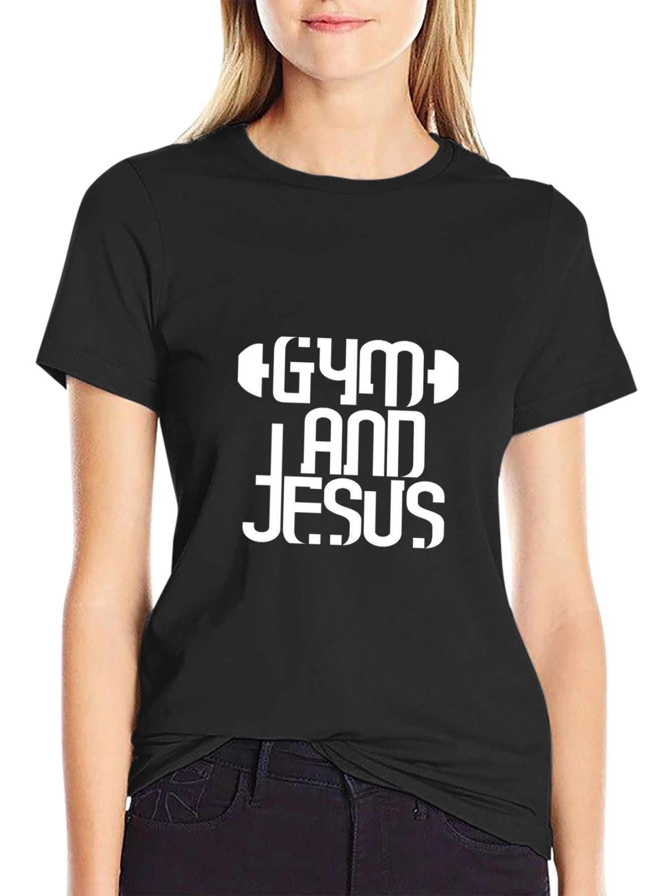Gym and Jesus Black T-Shirt Christian Fitness Apparel